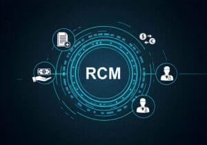 Revenue Cycle Management (RCM) infographic: Streamlined healthcare payments, documentation, and provider workflow optimization