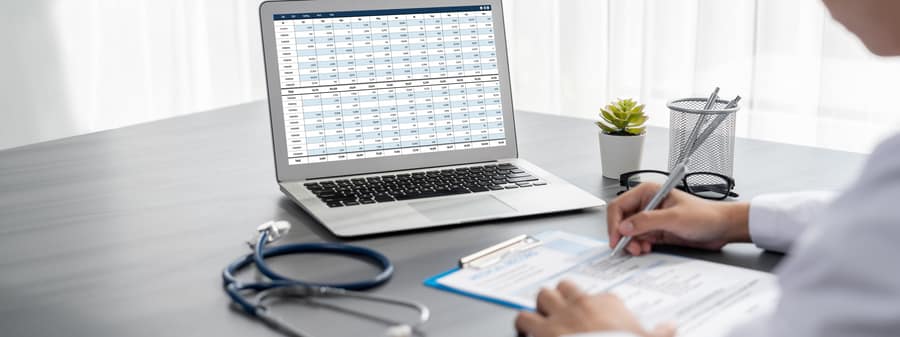 medical billing expert working on revenure cycle management for a therapy practice client